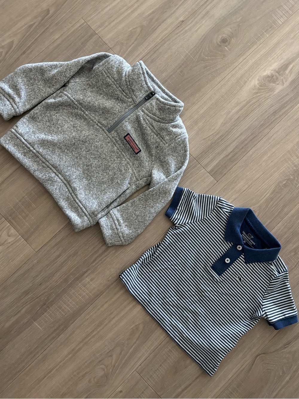 Vineyard Vines 2T bundle Boys Grey Fleece Quarter-Zip Pullover and Polo Tshirt